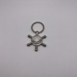 DISNEY CRUISE LINE Castaway Club Ship Steering Wheel Keychain Silver Tone